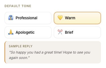 Default tone settings